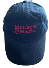 MAKER'S MARK BOURBON WHISKEY HAT ADJUSTABLE STRAP BLACK RED EMBROIDERY LOGO