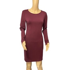 Lulus Dress Women's Wine Long Sleeve Bodycon boat Neck Stretch SZ/ M