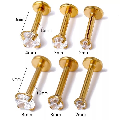 Cartilage Earrings Stud Piercing Gem Flat Disc Back Tragus Nose Helix Labret UK - Picture 11 of 14