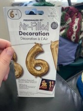 Anagram Number "6" Gold Minishape 16" Foil Balloon New 