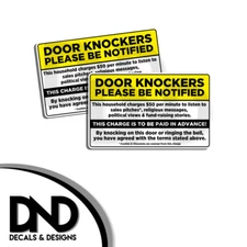 Door Knockers Please Note Sticker Funny $50 NO SOLICITING Vinyl Decal 5x3 2 Pack