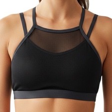 Body Wrappers Girls Camisole Bra black Charcoal Mesh High Neck Multi-Strap 8-10