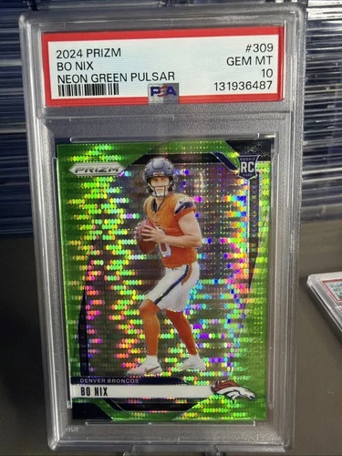 2024 PANINI PRIZM NEON GREEN PULSAR #309 BO NIX ROOKIE RC PSA 10