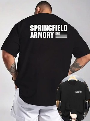 Men'S Springfield Armory Graphic T-Shirt - Black Casual Summer Tee with America