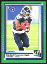 6545K 2025 Donruss #19 Chigoziem Okonkwo Press Proofs Green