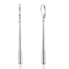 Long Silver Drop Earrings for Women, 925 Sterling Dangle 42mm, SilverC