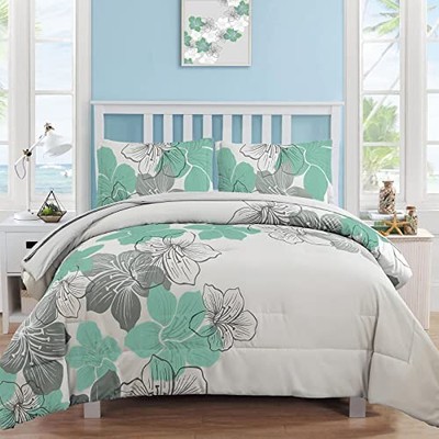 Floral Comforter Set Size Floral Pattern Bedding Comforter Soft King Green