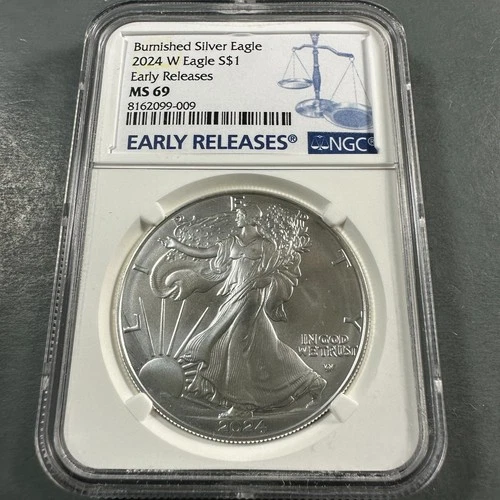 2024-W BURNISHED Silver Eagle NGC MS69, Early Releases (89278)