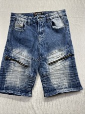 Southpole Jean Shorts Youth Size 14 Blue Denim Distressed Acid Wash Slim Fit  Y2K
