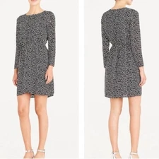 NWT $98 J. Crew Size 0 Black & White Heart Print tulip Hem Keyhole Back Dress