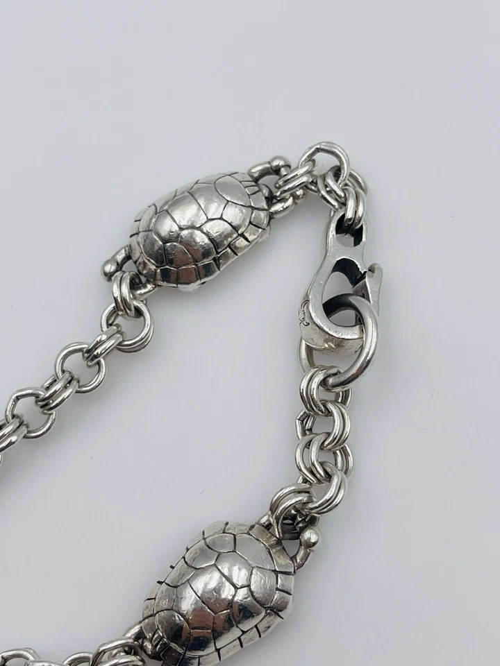 Barry Kieselstein Cord Vintage Sterling Silver Turtle Link Bracelet - Image 2 of 4