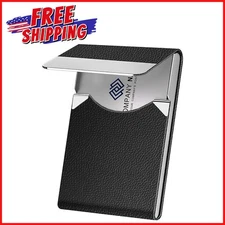 PU LEATHER BUSINESS CARD HOLDER CASE Magnetic Shut Slim Metal Pocket RFID Secure