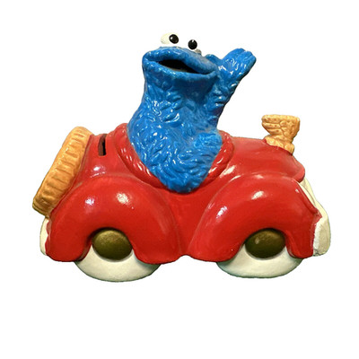 Sesame Street Cookie Monster In Car Gorham Ceramic Coin Bank Vintage