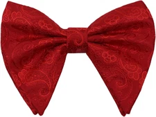 Men's Oversized Velvet Bow Tie, Pre-Tied Adjustable Bowties, Silk Black Big Bow 