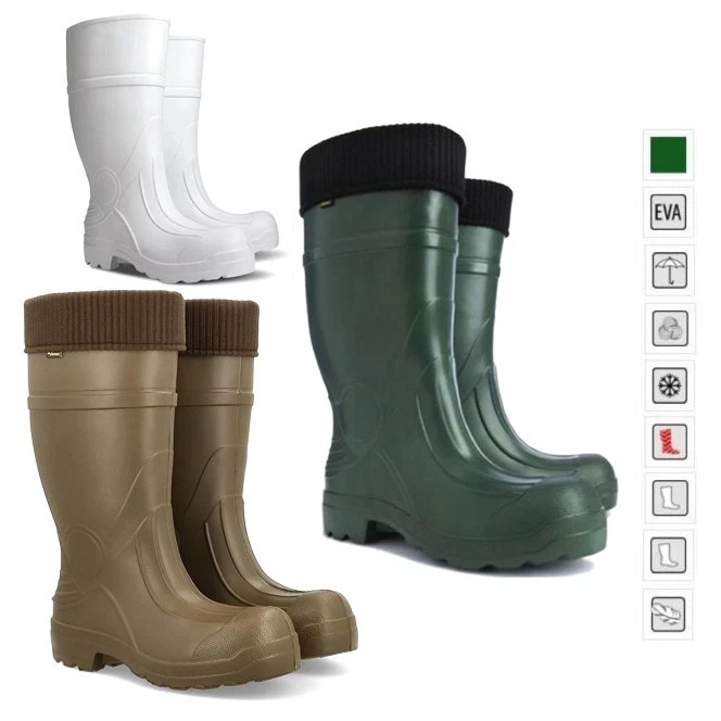 KHAKI WHTE Thermal LIGHTWEIGHT EVA Wellies Wellingtons Boots Voyager Forest -35C