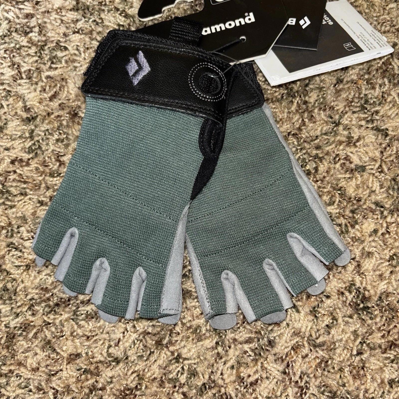Black Diamond Women’s XS Gloves Crag 1/2 Half Finger Climbing Green Extra Small