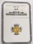 1855 Indian Princess Head Gold Dollar $1 NGC AU58
