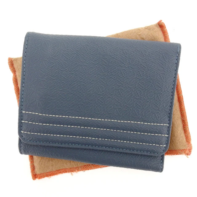 Loewe Wallet Purse Trifold Navy Grey Woman Authentic Used Y3345 eBay