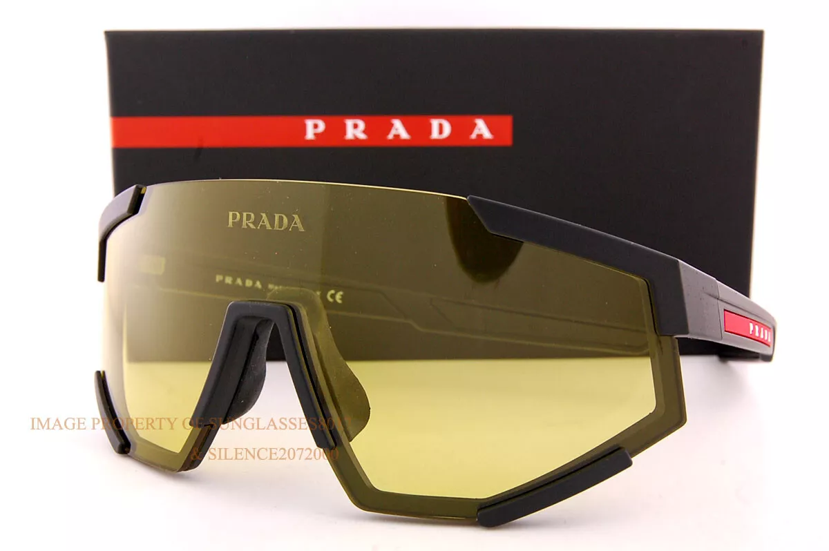 Brand New Prada Sport Linea Rossa Sunglasses PS 04WS DG0 04Q Black  Rubber/Yellow | eBay