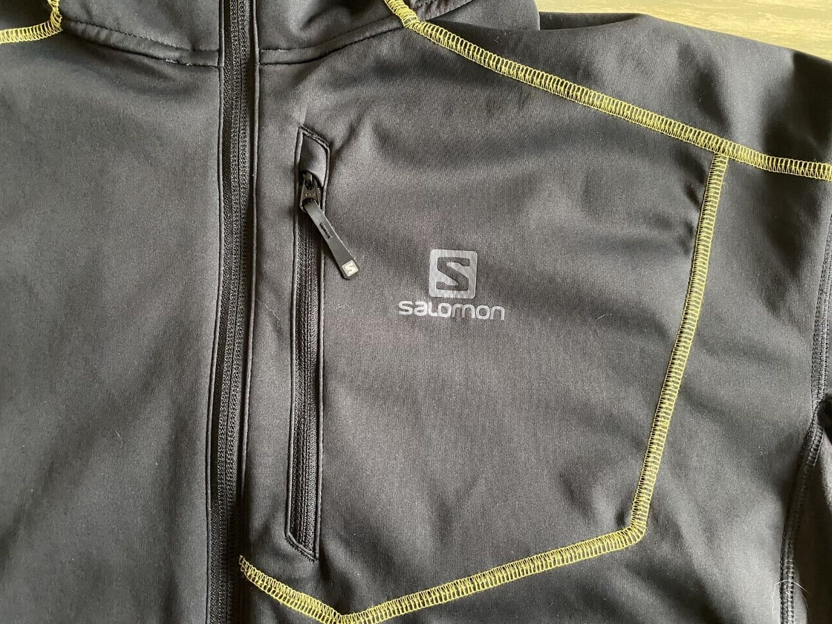 Salomon Windstopper Soft Shell Mens Jacket XL Black Yellow Stretch