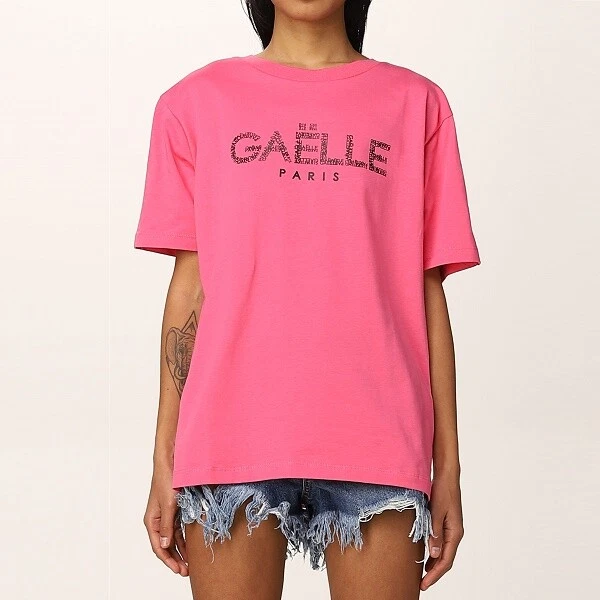 GAELLE Paris Women s GBD11006STMM T Shirt Fuchsia with Logo eBay