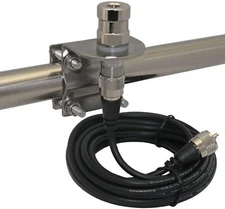 Mirror Radio Antenna Mount Stainless Steel 3/8"x24 18' Coax PL259 CB BRMM18