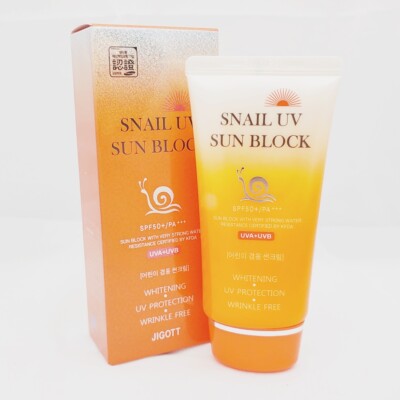 Korea Cosmetic Jigott Snail UV Protection Sun Screen Cream SPF50+ PA+++ K-Beauty