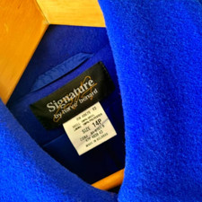 Women Signature By Harve Benard Wool Blue Fully Lined Long Coat Sz 14P