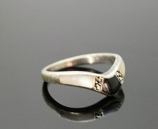 CHARMING VINTAGE BLACK ONYX MOTHER OF PEARL MARCASITES STERLING SILVER RING 6.75