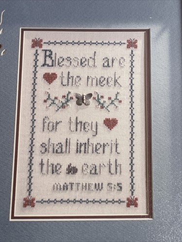 Holly House Designs Blessed Are The Meek Cross Stitch Pattern & Butterfly Charm - Picture 2 of 5