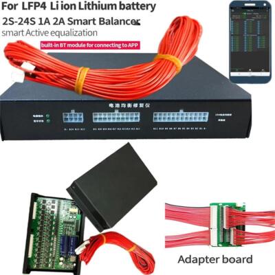 For Li-ion LiFePo4 Akku BMS 2-24S 1A/2A Smart Active Balancer Build in Bluetooth