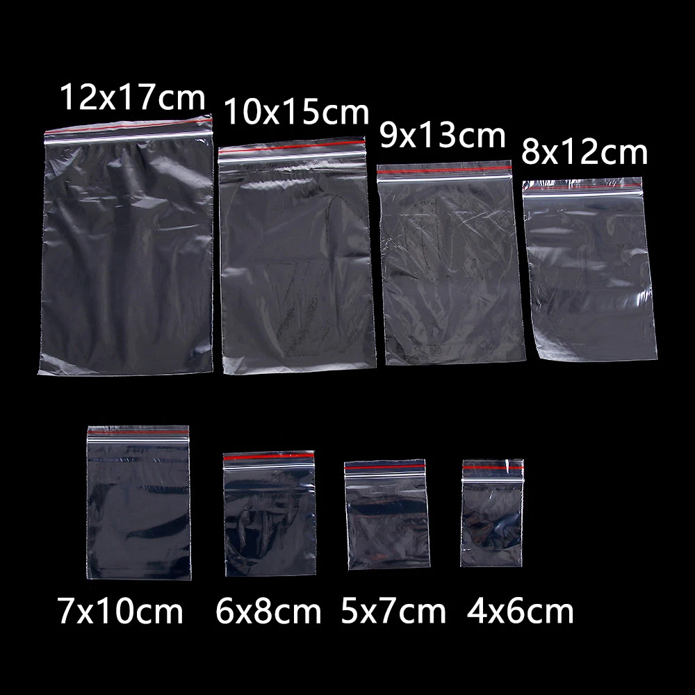 100pcs Mini Jewelry Ziplock Zip Zipped Lock Reclosable Plastic