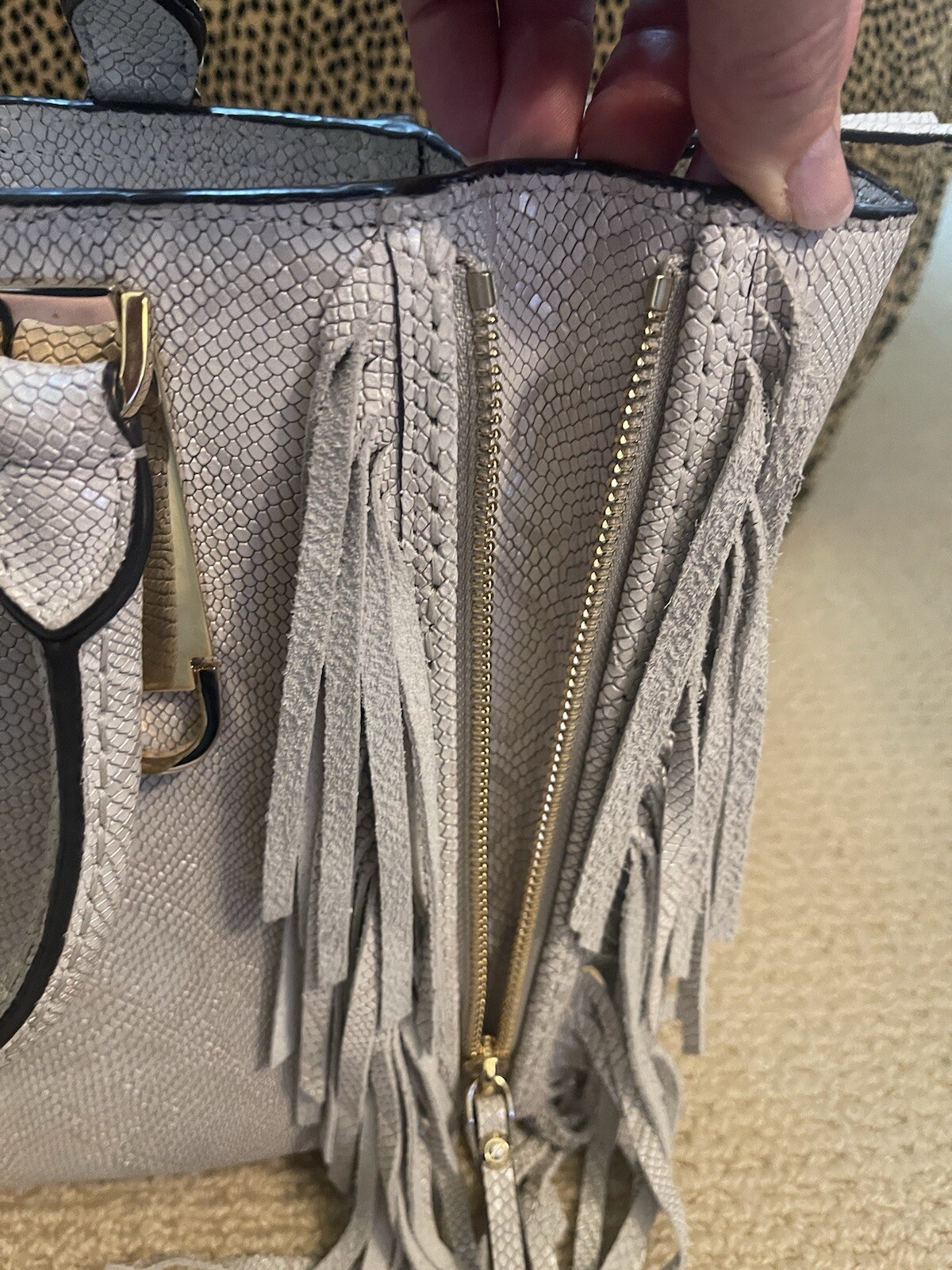 Henri Bendel A List Python Embossed Expandable Sa… - image 5