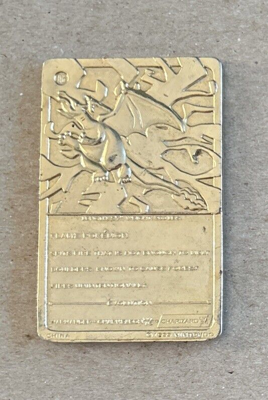 1999 Burger King Pokemon 23K Gold Plated Charizard Metal 1999 Burger King Pokemon 23K Gold Plated Charizard Metal