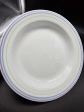 Corelle MOONGLOW 15-oz SOUP BOWL 8.5" Flat Rim Pasta Purple Blue Green Vtg