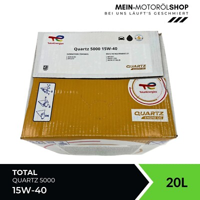 Total Quartz 5000 15W-40 20 Liter VW 505 501 Mercedes MB 229.1 PSA BAG-IN Box