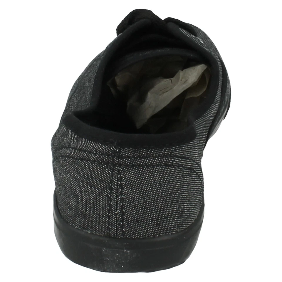 Zapatos de lona con cordones negros para hombre tallas UK 7-10: F8683 Foto 2 de 4