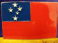Great/Fun/Fashionable Belt Buckle Samoa Flag Enamael Patriotic Red White Blue