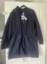 Crew Clothing Co Mac Rain Coat Uk 16 Jacket Hooded Navy Blue New
