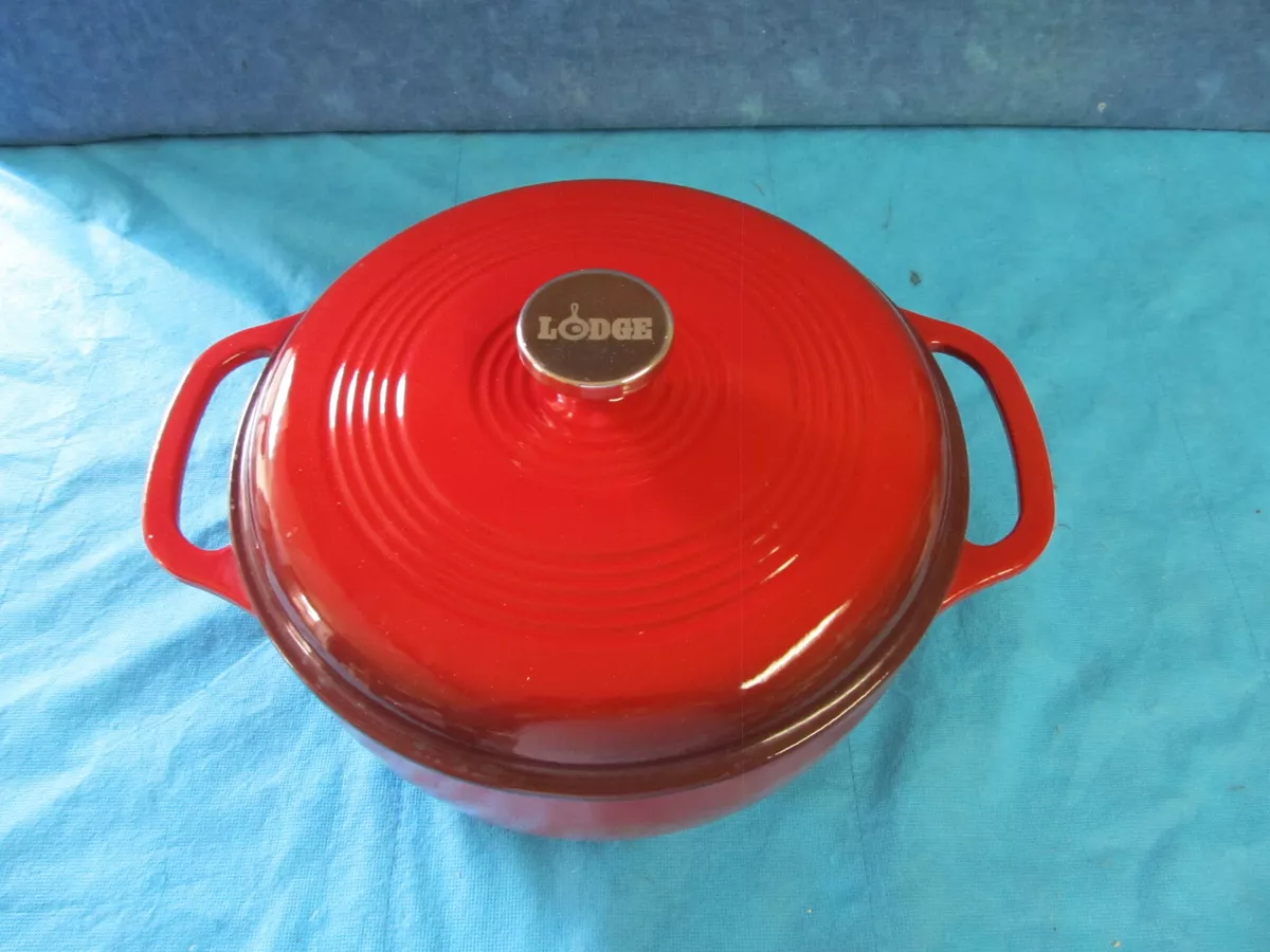 Lodge Enameled Cast Iron Dutch Oven - Red/Orange 6 QT. 5.7L USED