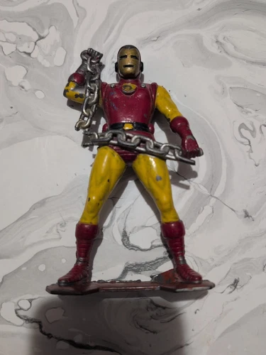 Vintage  1967 Marx Iron Man Red/Yellow Plastic Figure Painted Marvel