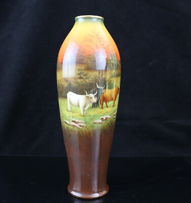 Antique Duerer Ware Hand-Painted Landscape Germany Vase