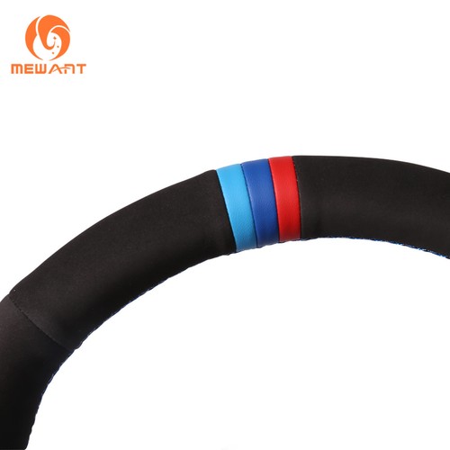 Black Suede Car Steering Wheel Cover for BMW 1 Series E81 E82 E87 E88 M3 E90 A88 - Afbeelding 3 van 7