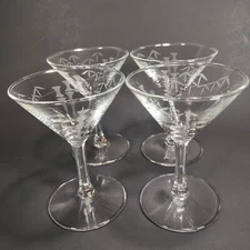 VTG  Noritake Sasaki Bamboo 4 Liquor/Cocktail Glasses Multi-Faceted Stem 4"
