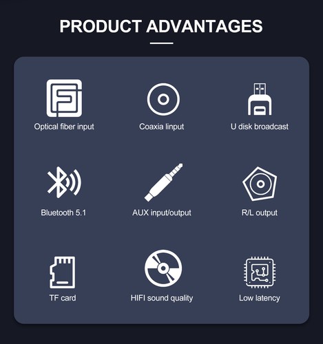 Bluetooth Audio Adapter AUX Kabelloser Multifunktional Bluetooth 5.1 Empfänger - Bild 18 von 19