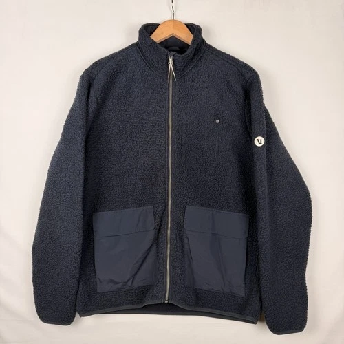 Vuori Idyllwild Sherpa Jacket Men's Size Large Navy Blue Full Zip Logo  - product listing photo