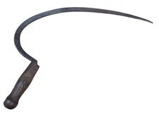 Vintage Antique Russian Style Farm Hand Scythe Sickle Rustic Hand Tool Serrated