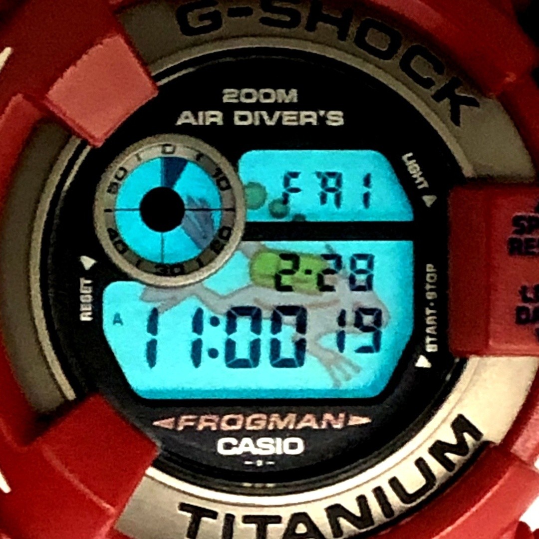 フロッグマン frogman dw-8201gf-4 G-Shock DW-8201GF-4 Frogman Red Metal Pearl Dive Watch Used