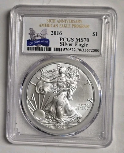 2016 American Silver Eagle PCGS MS70 30th Anniversary