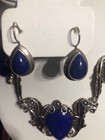 Carolyn Pollack  AW 925 Sterling Silver & Brass  Lapis  Necklace & Earrings Set — photo 3